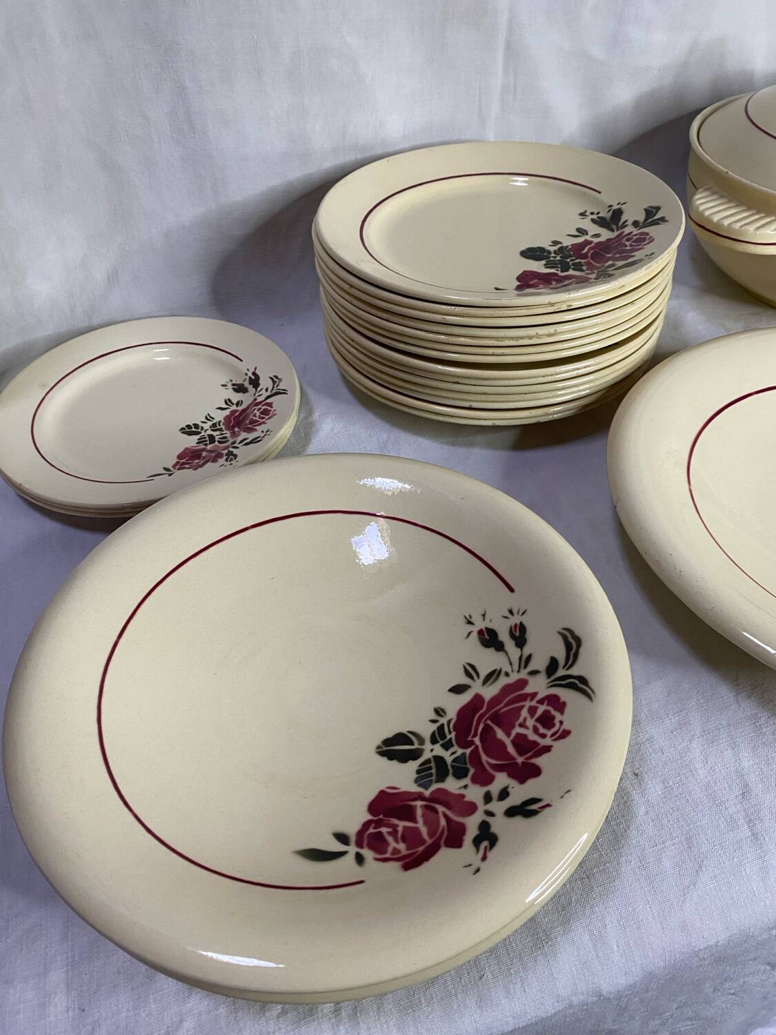 Old half-porcelain service Badonviller Strasbourg – 22 pieces