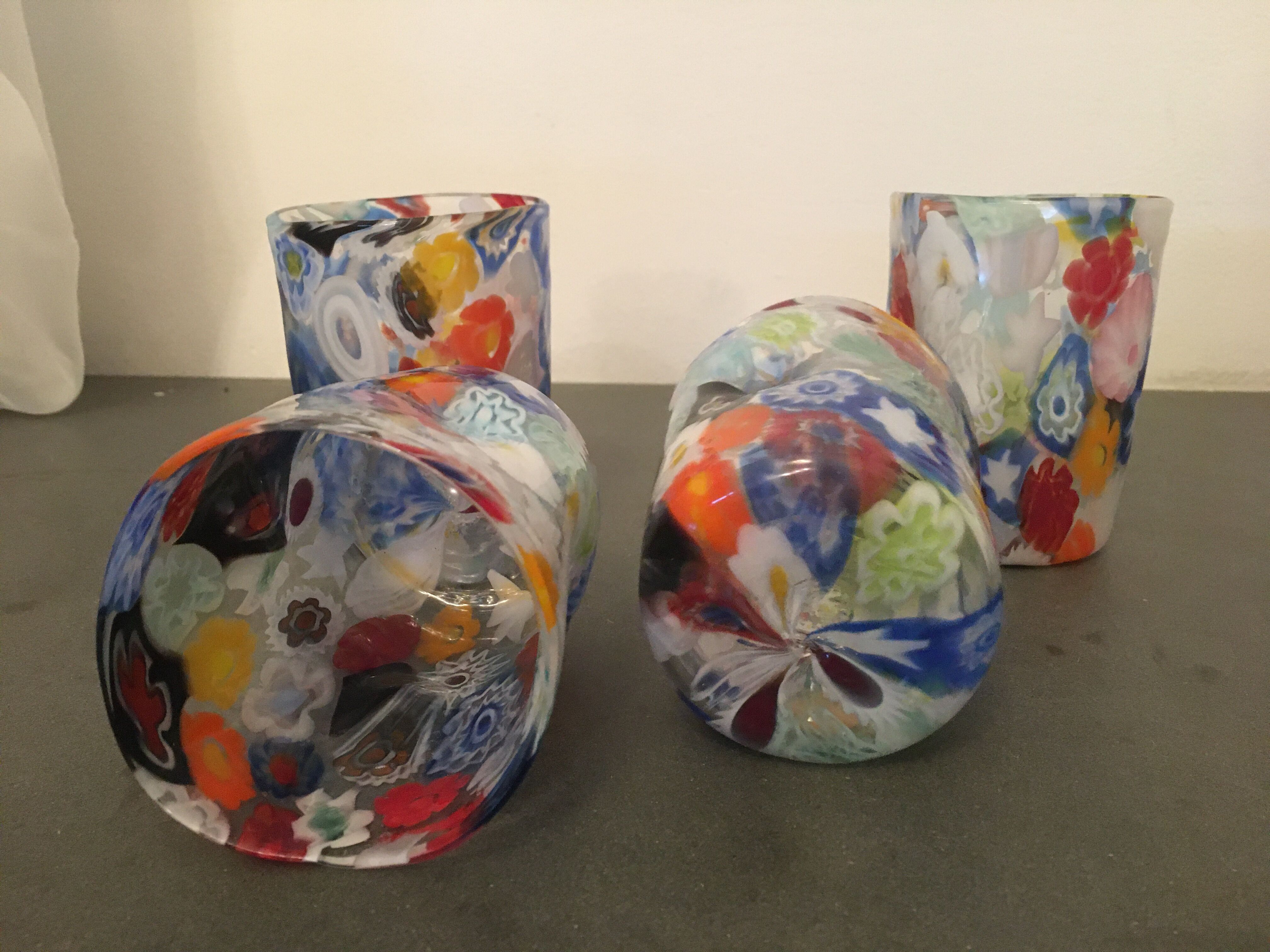 Set of 4 "Goto" water glasses from Murrisa in Murano glass, Italy