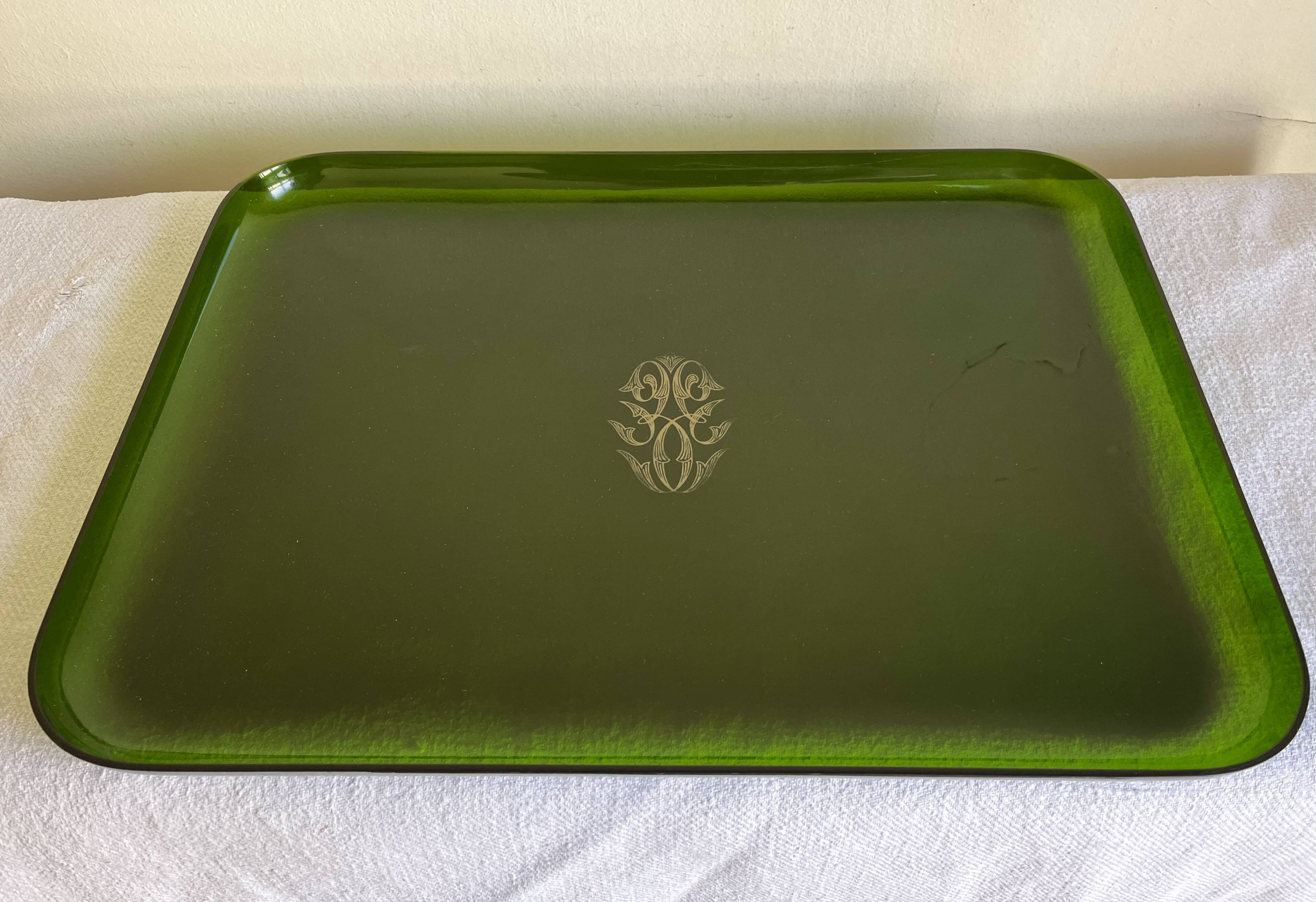 1980 green plexiglass plateau neo-classical