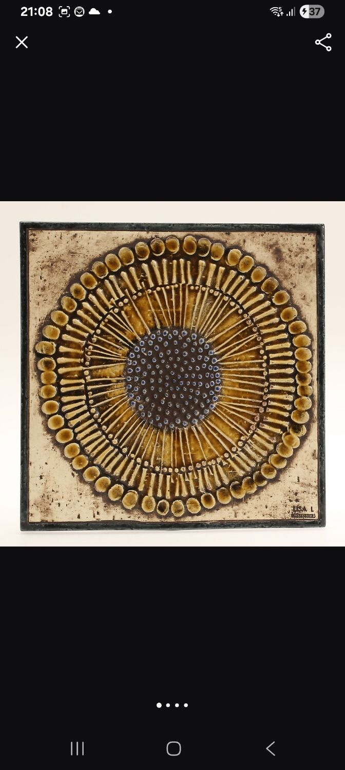 Lisa Larson tile series Unik "Sunflower" - Gustavsberg