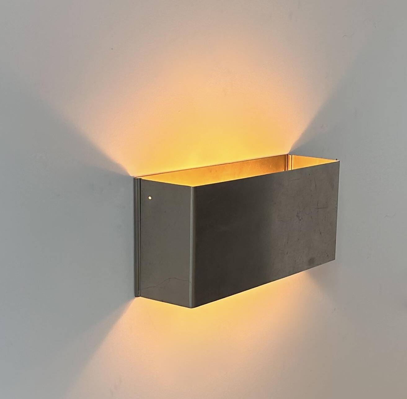 Vintage modernist wall lamp, folded metal, France 1970