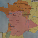 Rossignol school poster historic map No.9 - 10 Jeanne D'Arc and Louis XI