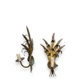 Pair of gilded metal wheat cob sonces