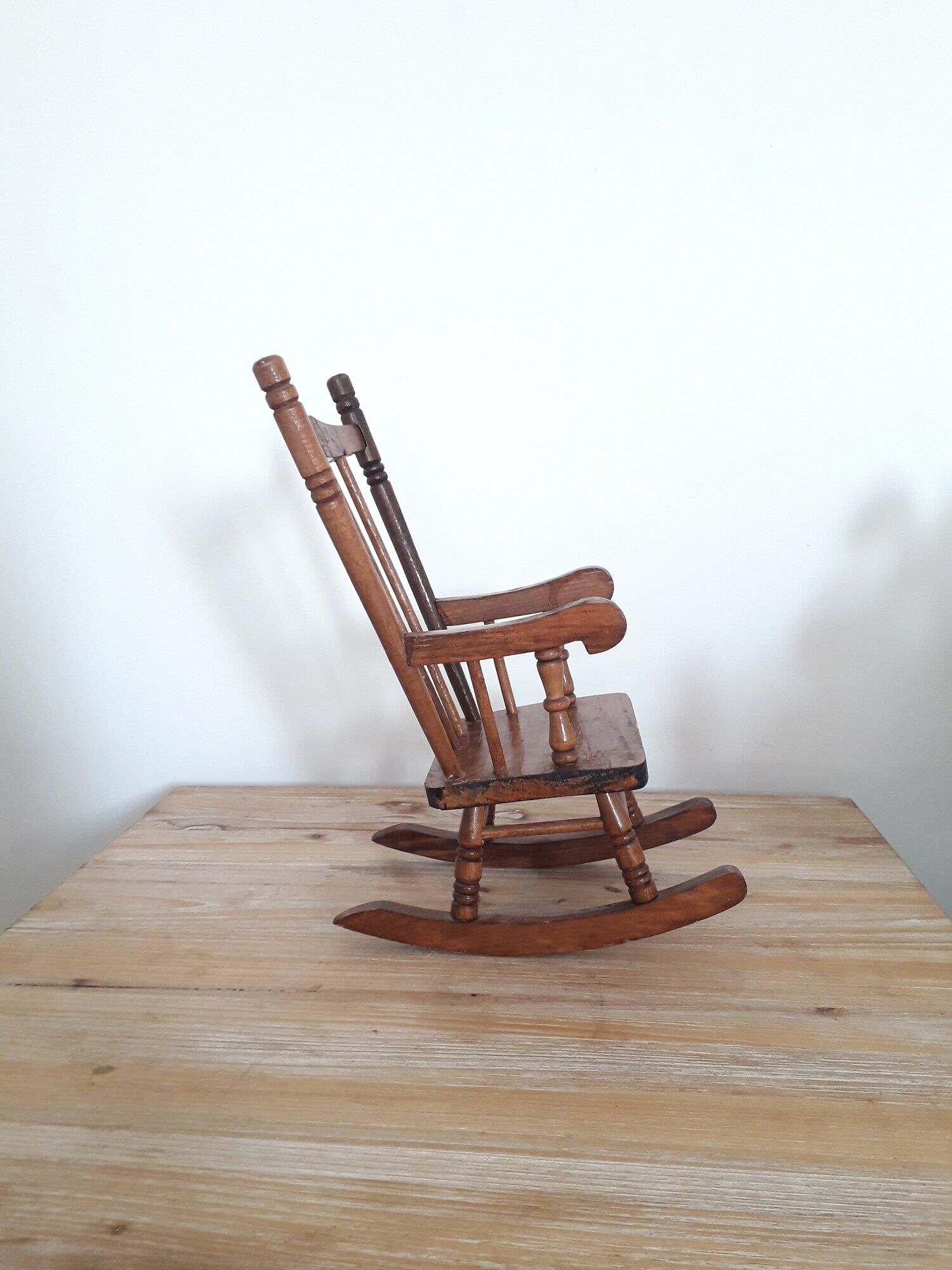 Old wooden rocking-chair for doll - 60s