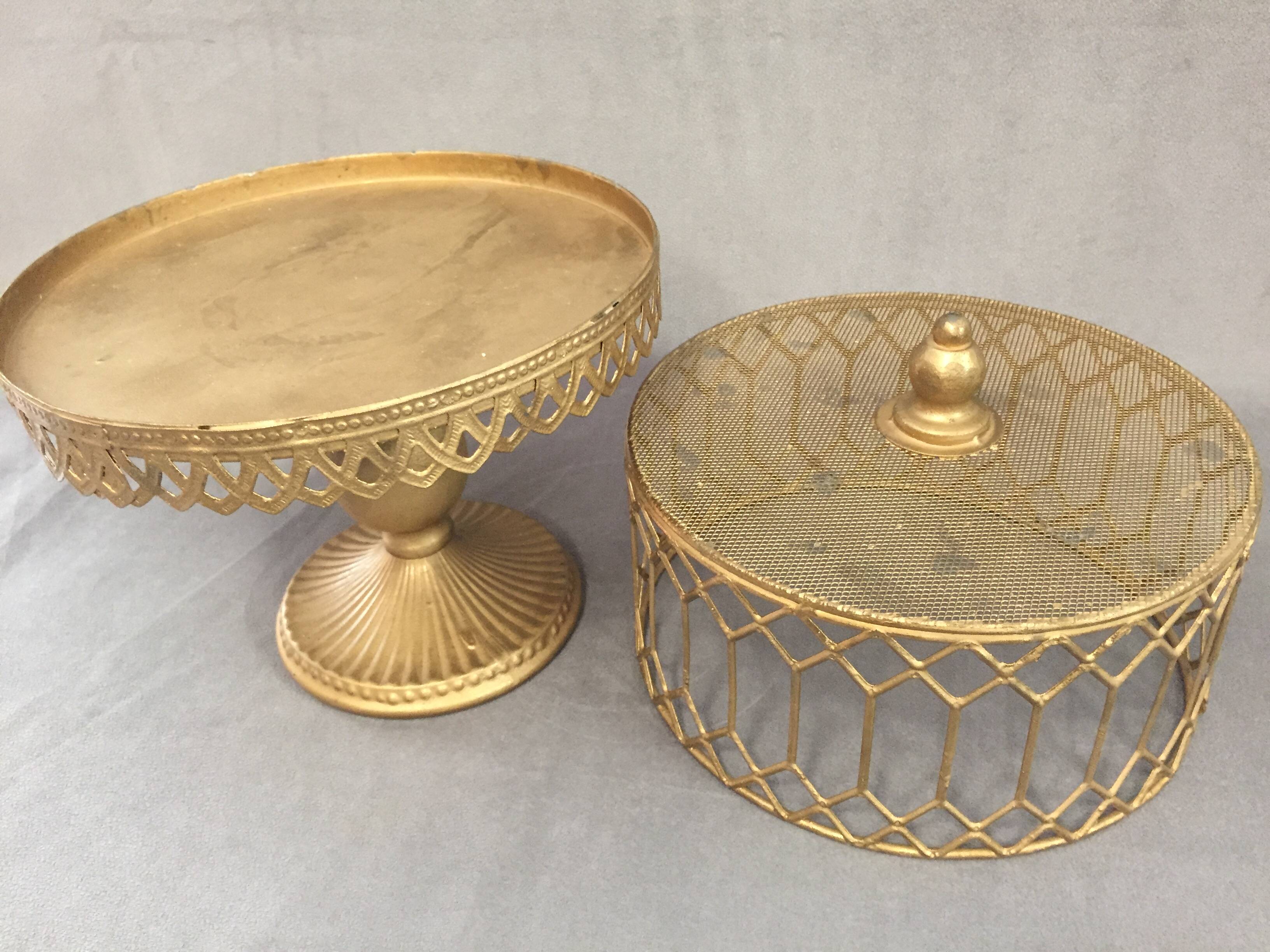 Servant Display Cake Stand Cake Sandwich Candy Bar Gold Metal