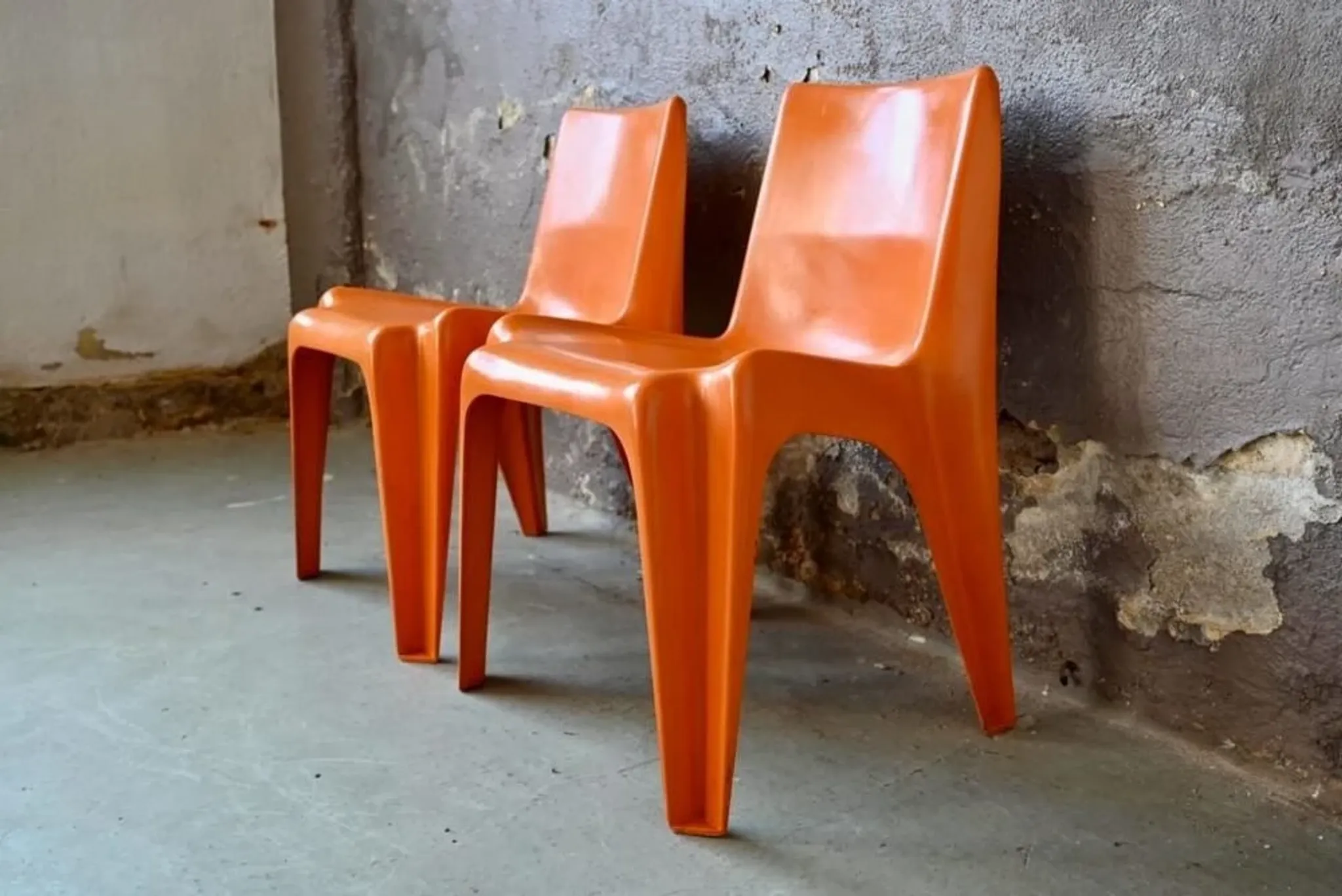 Bofinger BA1171 Chair Pair by Helmut Bätzner stackable in fibre of