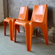 Bofinger BA1171 Chair Pair by Helmut Bätzner stackable in fibre of