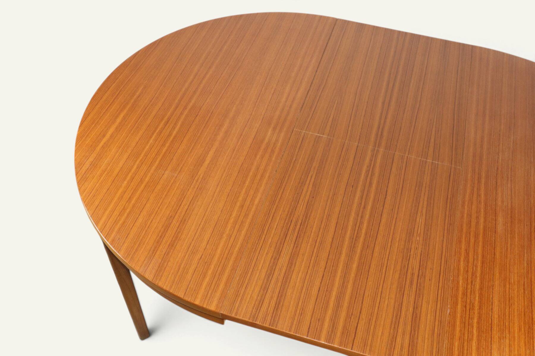 Table ronde extensible vintage en teck, années 70