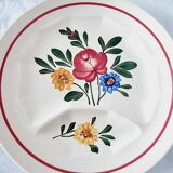Lot de 6 assiettes vintage modèle Sarreguemines Chatenois vintage compartimentées à décor