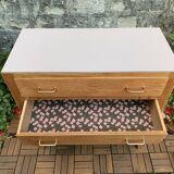 Commode vintage chêne brut massif 1950
