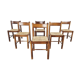 Vintage oak and wicker dining chairs, 1960s