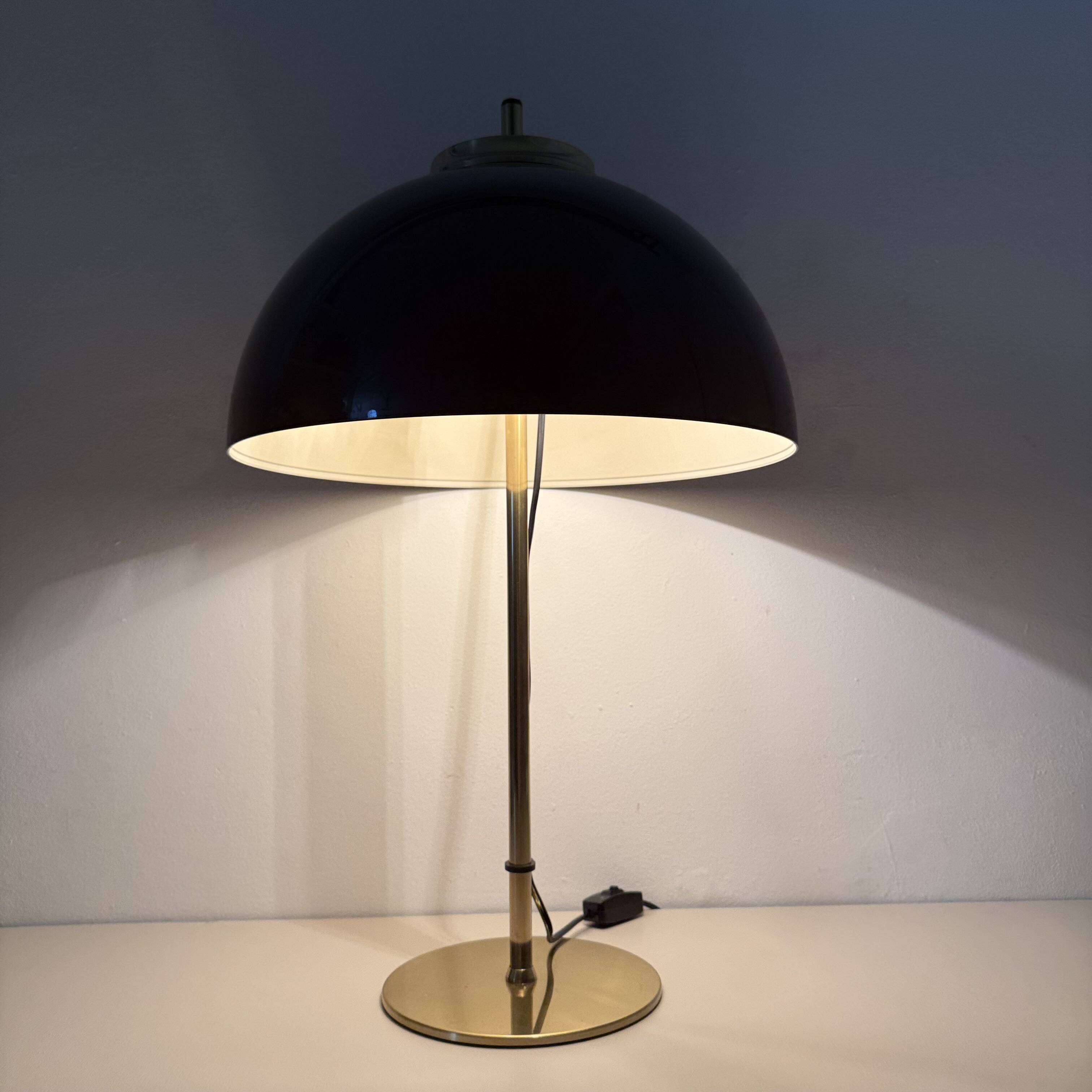 Vintage Mushroom table lamp with gold metal base , 1970s