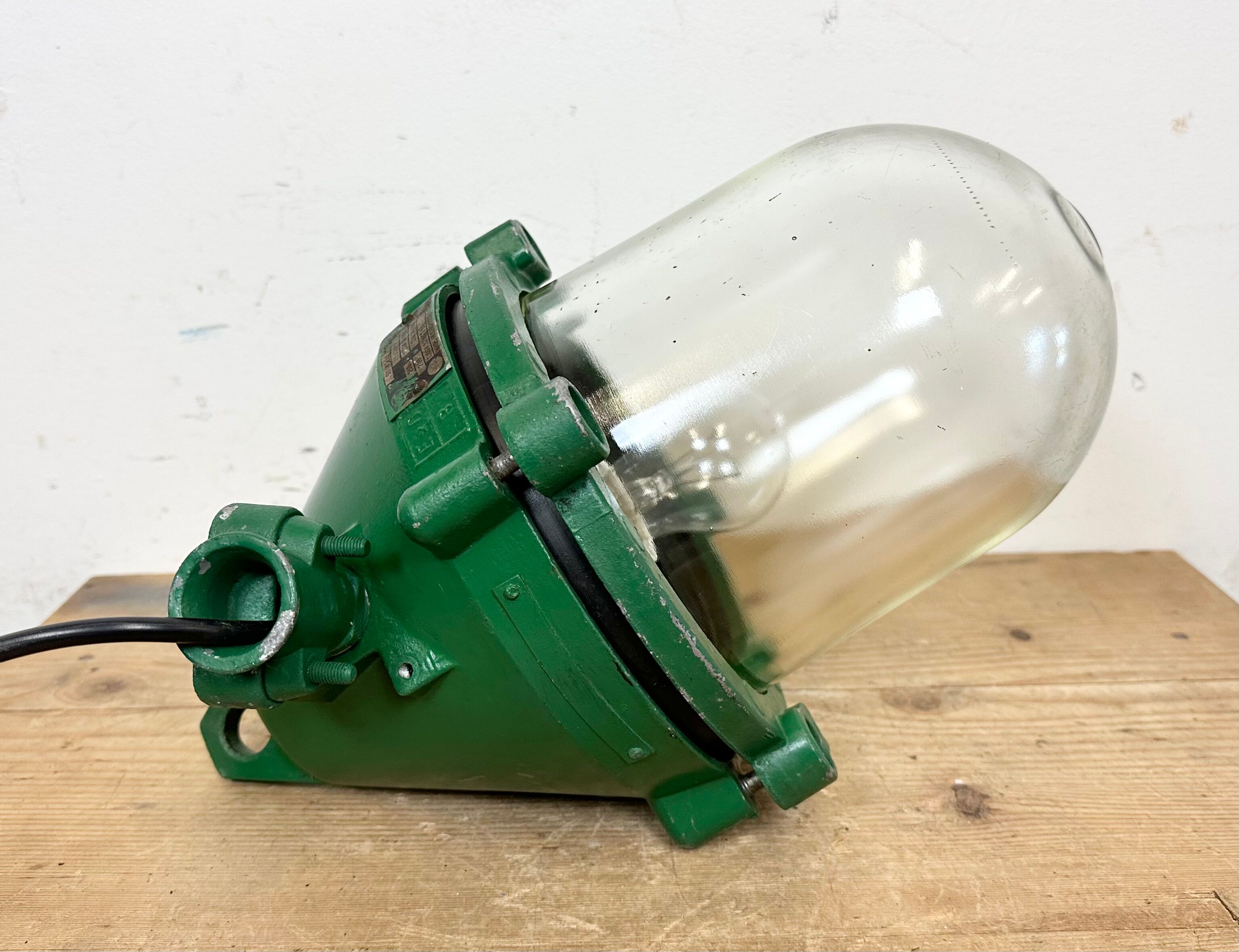 Green Industrial Cast Aluminium Explosion Proof Lamp, 1970s