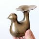 Candle holder or bird soliflore in brass, mid-century design from the 1960s.
