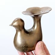 Candle holder or bird soliflore in brass, mid-century design from the 1960s.