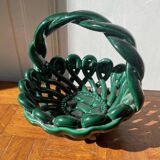 Green ceramic fruit basket - Vallauris style