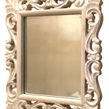 20th century wall mirror with beveled edges and wooden frame