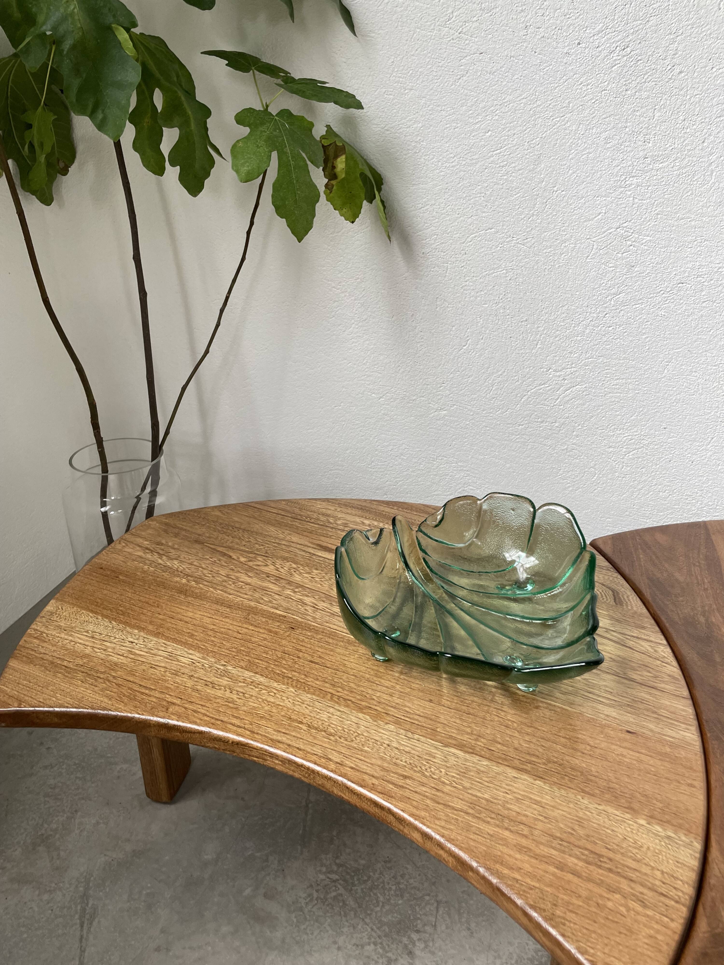 Tinted glass “leaf” dish