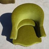 Fauteuils crapauds en velours vert, les 2