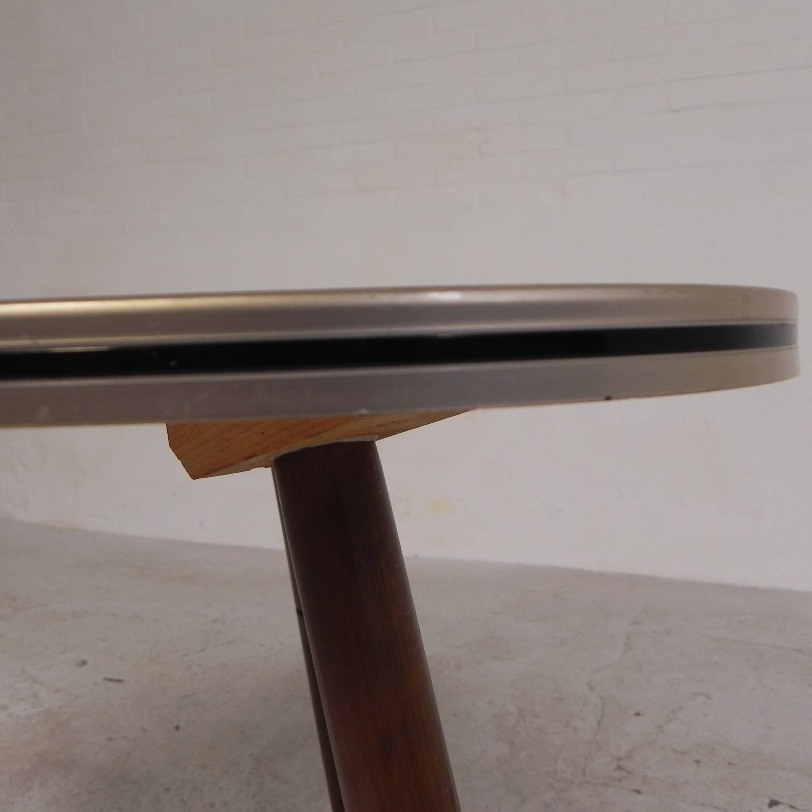 Triangular vintage side table, coffee table, tripod