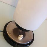 Tube bedside lamp with bi-material/vintage glass lampshade, 60/70s