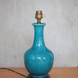 Vintage ceramic lamp, turquoise blue table lamp, bedside lamp.