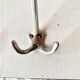 Vintage wall coat rack in white Formica - 4 cast aluminum coat hooks