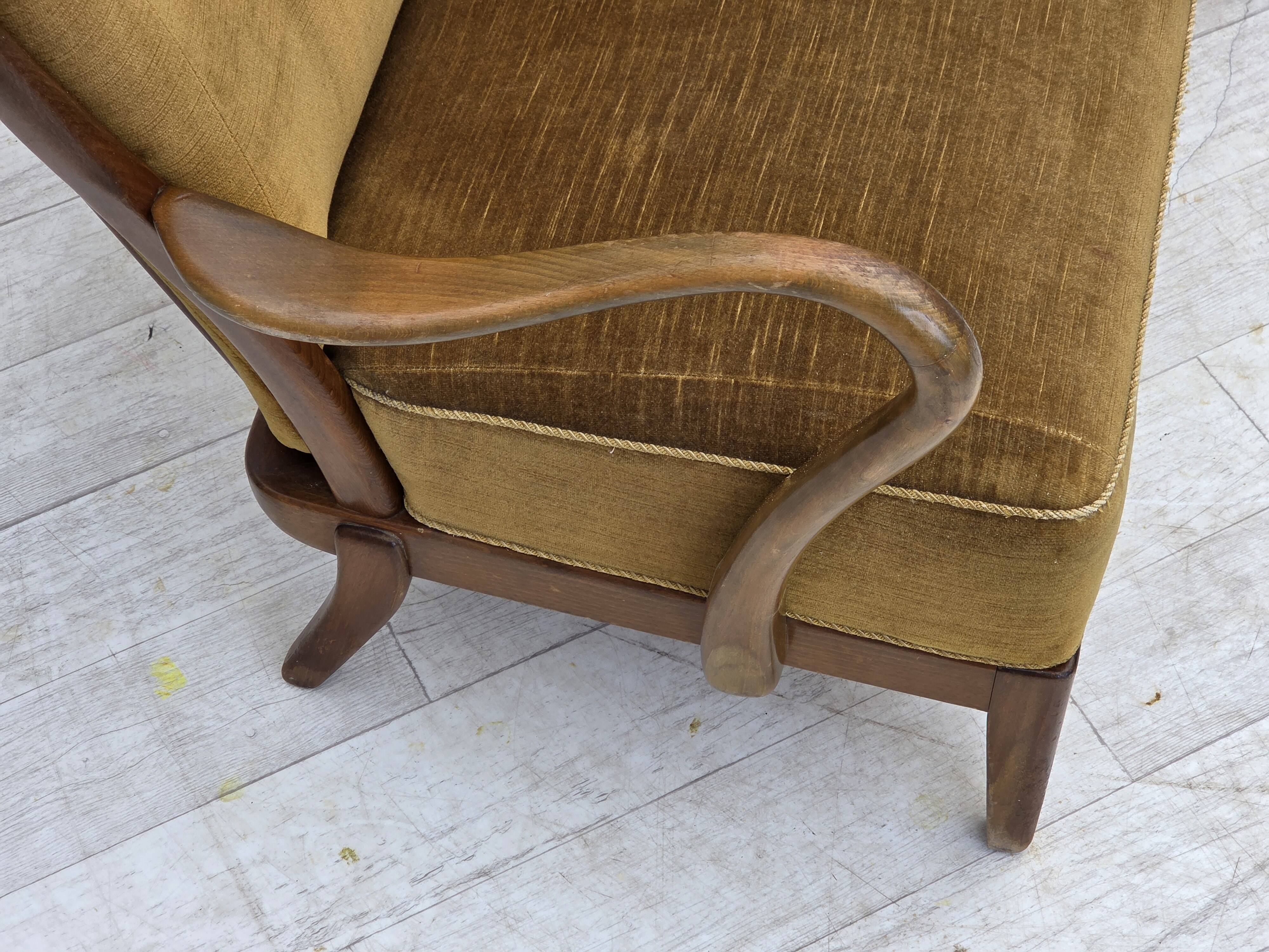 1960s, Danish design by Alfred Christensen, 2-seater sofa, furniture velour
