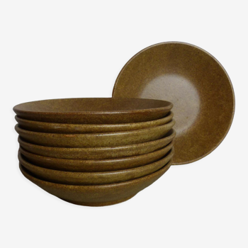 Set of 8 hollow plates in hazelnut stoneware