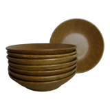 Set of 8 hollow plates in hazelnut stoneware