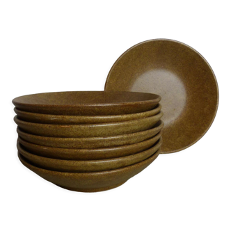 Set of 8 hollow plates in hazelnut stoneware