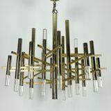 Sciolari 15 lights slight gilded chrome and perspex Chandelier model Ice, Italy 60s