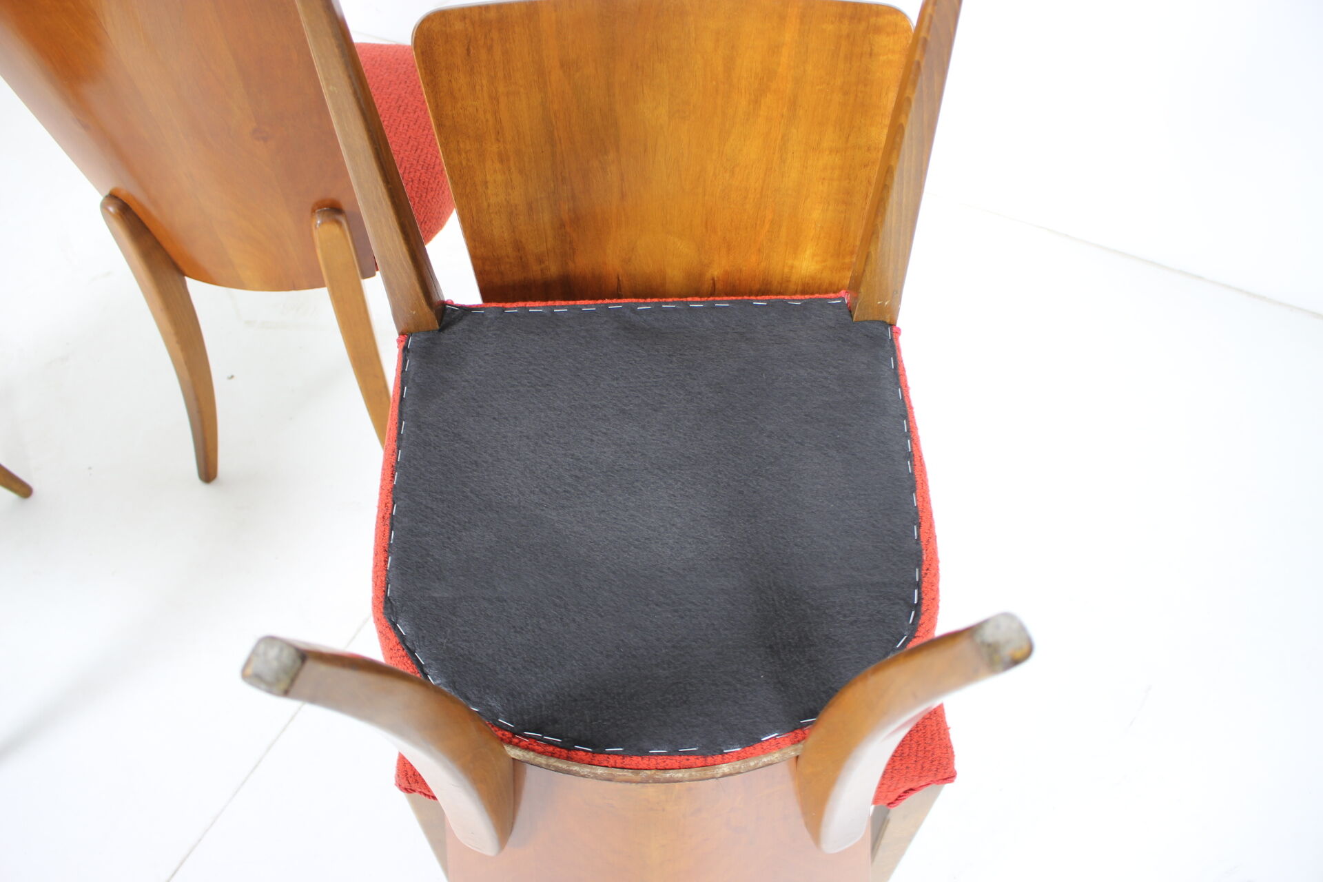 Set of four restored dining chairs model H-214 designed by Jindřich Halabala, 1950's.