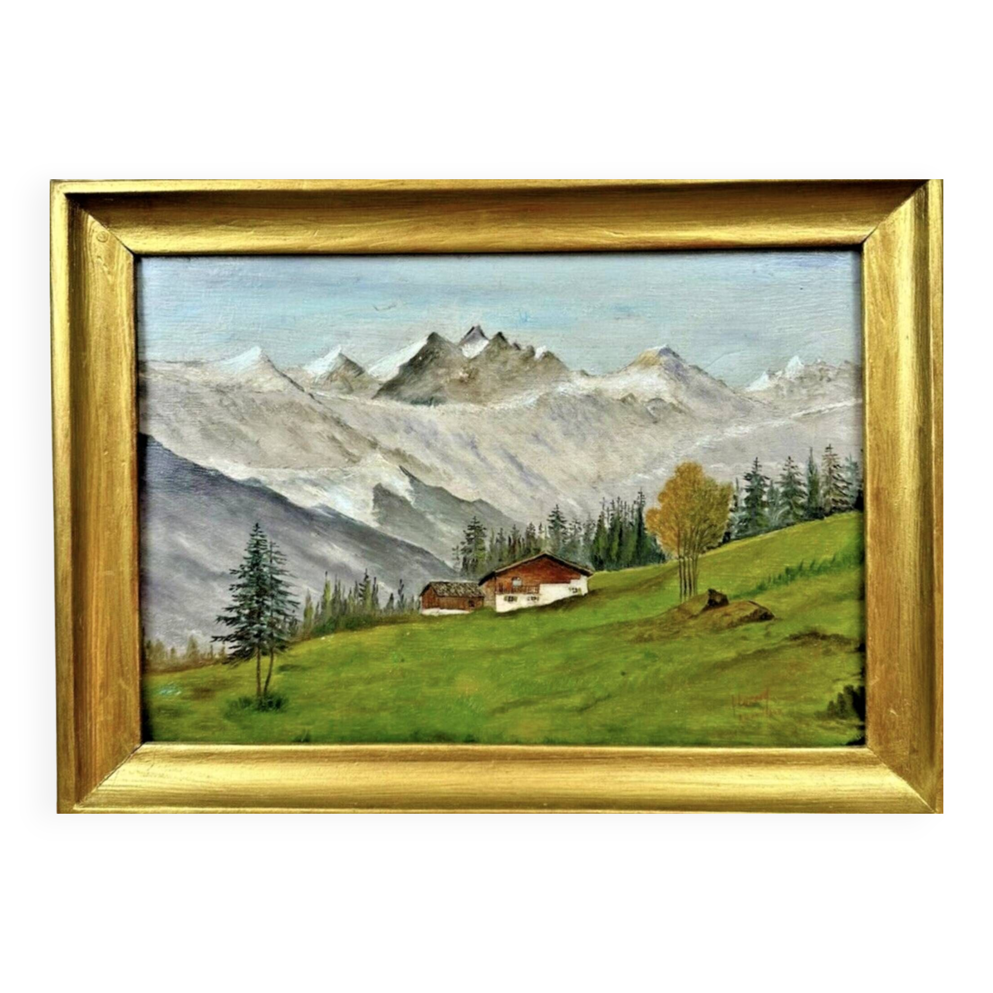 Oil on canvas mountain landscape "Hurard 1949"