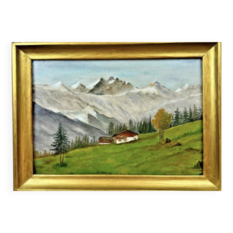 Oil on canvas mountain landscape "Hurard 1949"