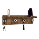 Wooden key holder shelf with hooks and ceramic knobs