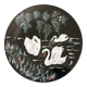 Dish faience de longwy signs l. valenti decor of authentic swans 60s