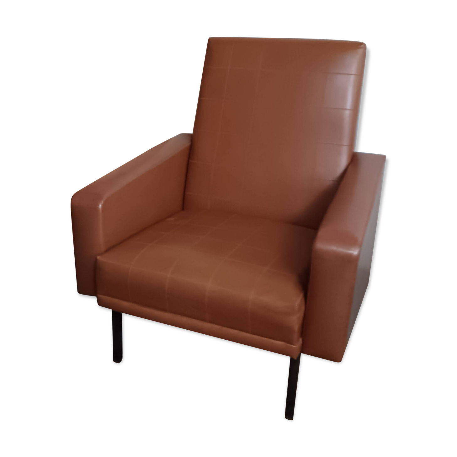 Fauteuil en skaï marron