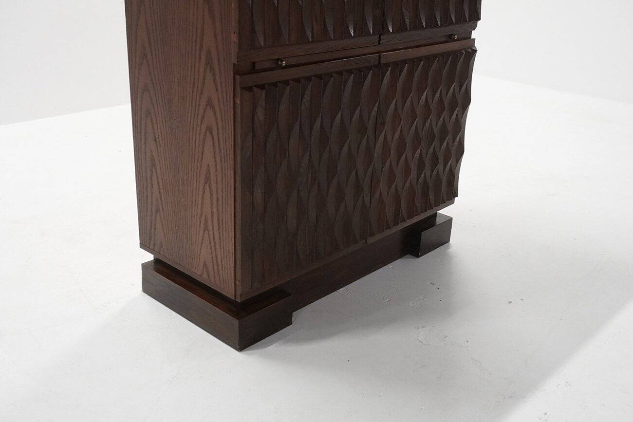 Vintage Brutalist Cabinet in Oak from Maison Aurora, Belgium, 1970s
