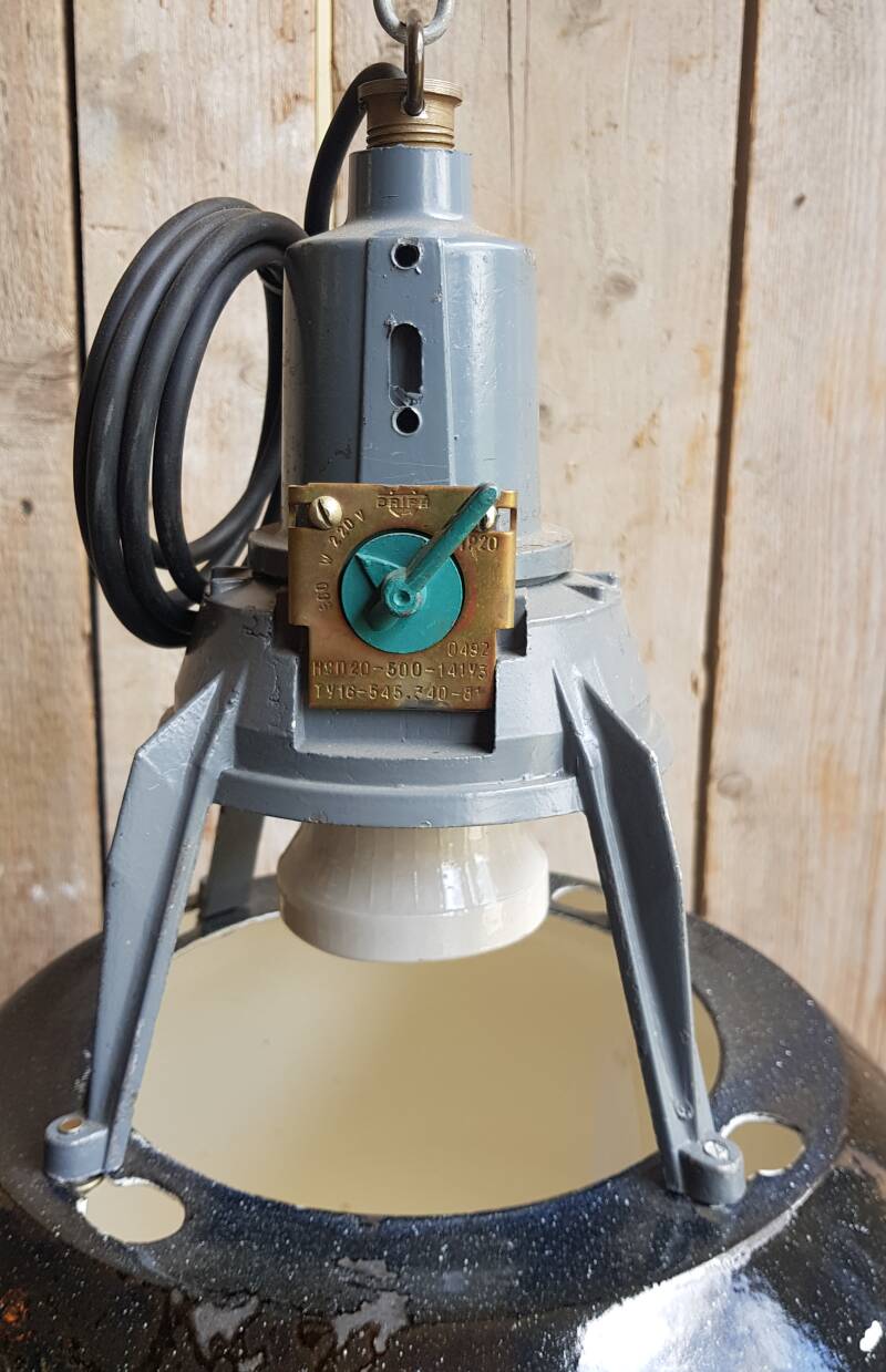 Authentic industrial enamel hanging lamp black