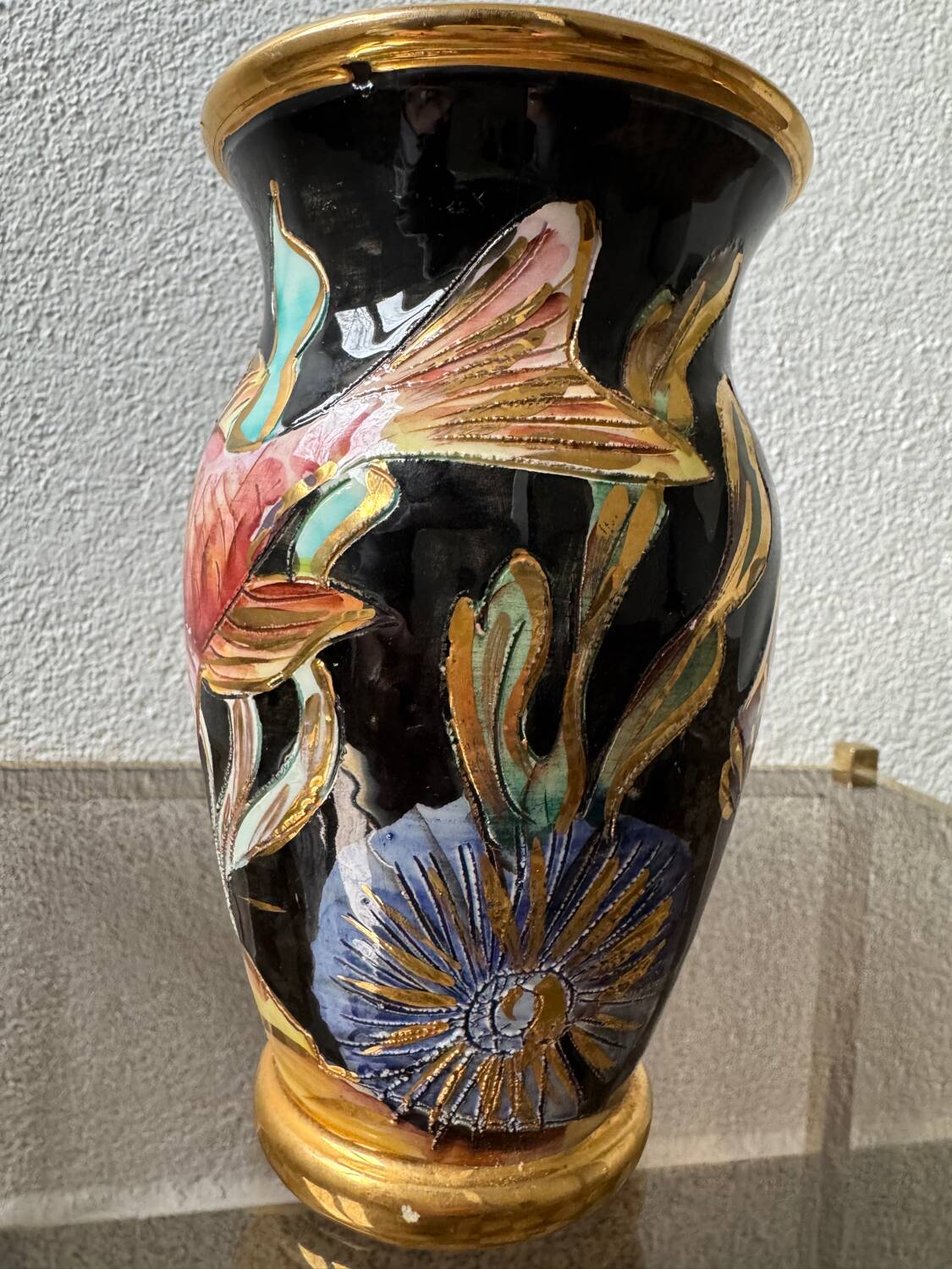 Ceramic vase Vallauris fish 60s