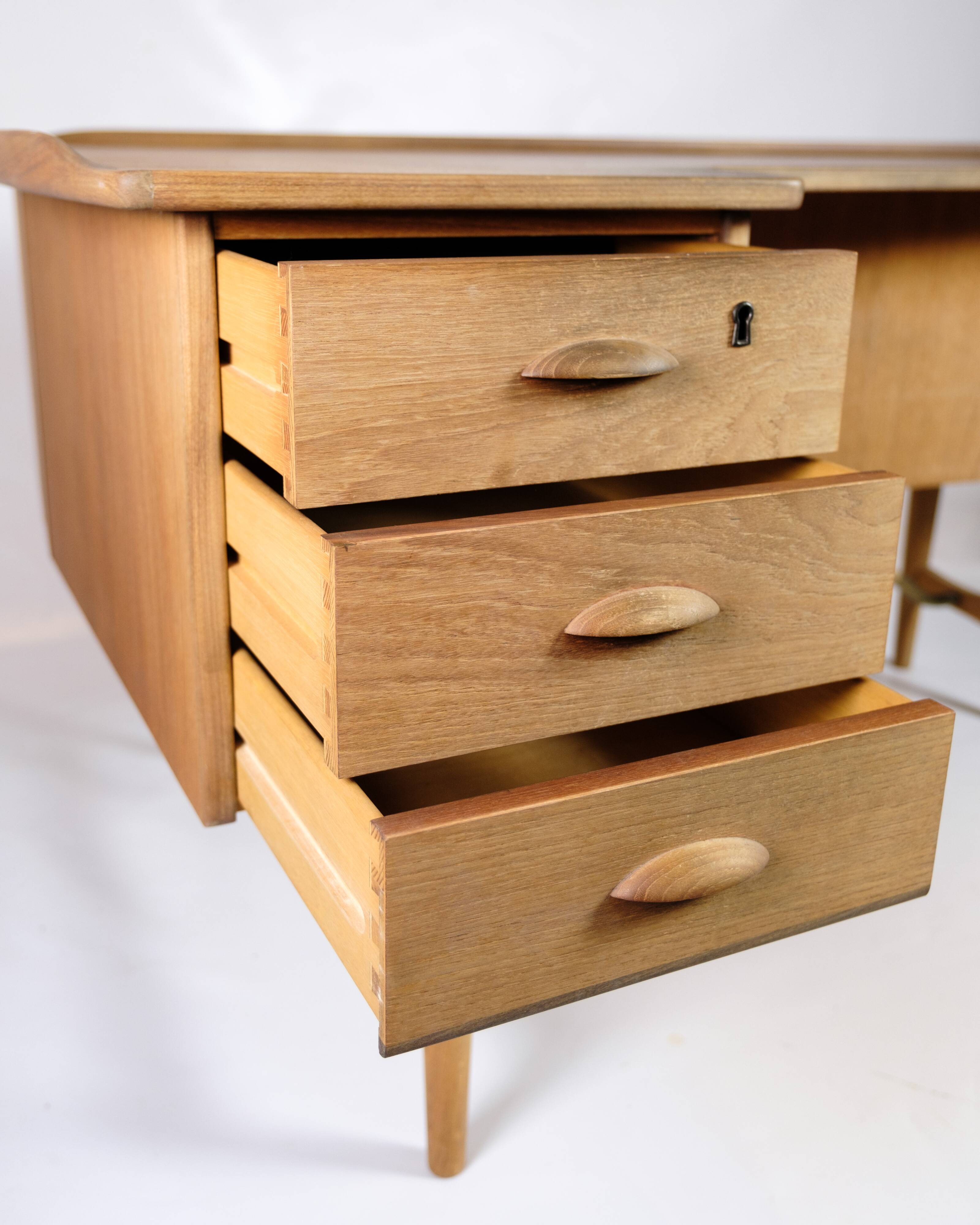 Bommerang Desk Made In Teak & Brass By Peter Løvig Nielsen For Hedensted Furniture From 1960s