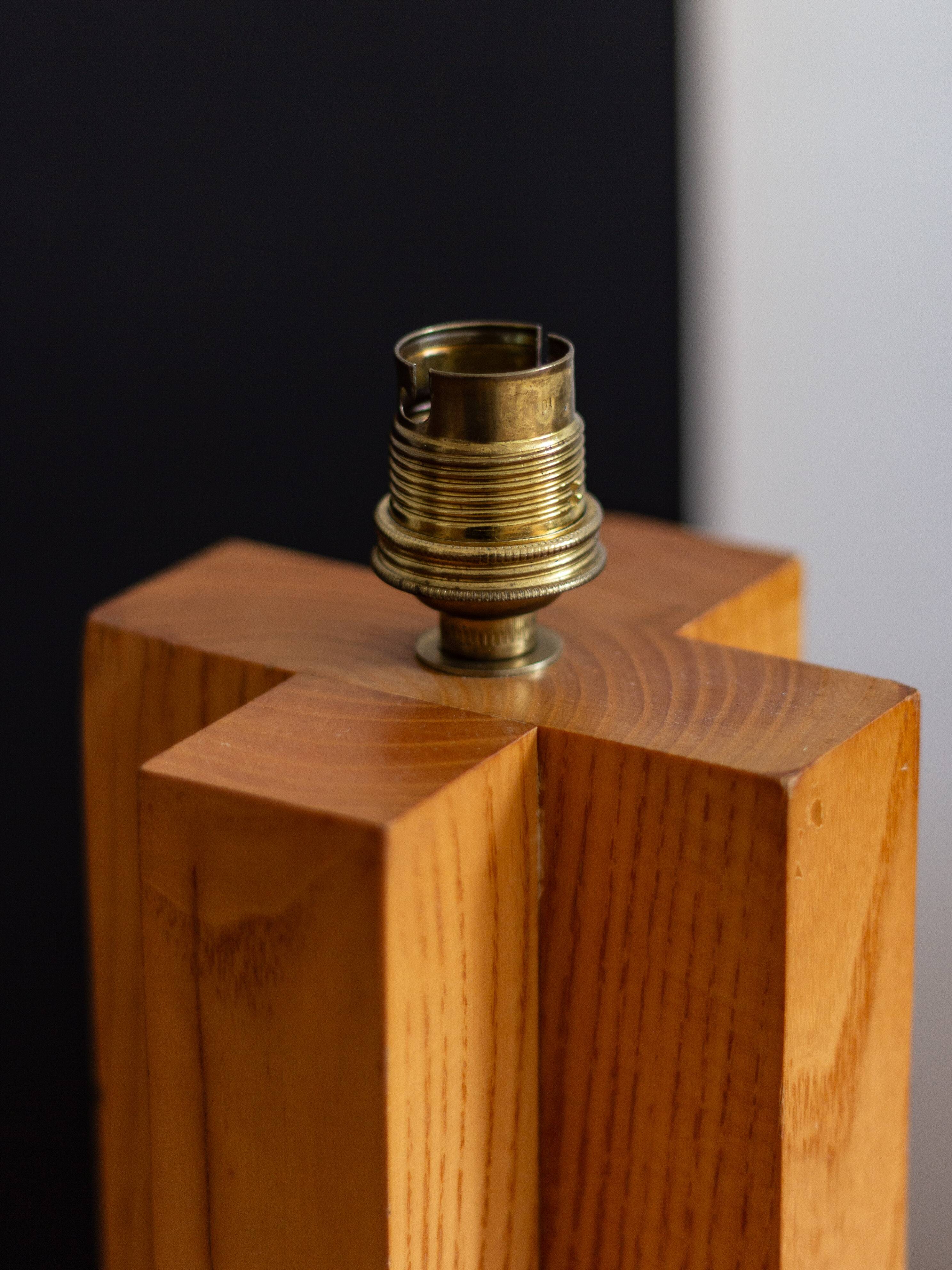 Wooden lamp base in a cross shape, 1970s-80s