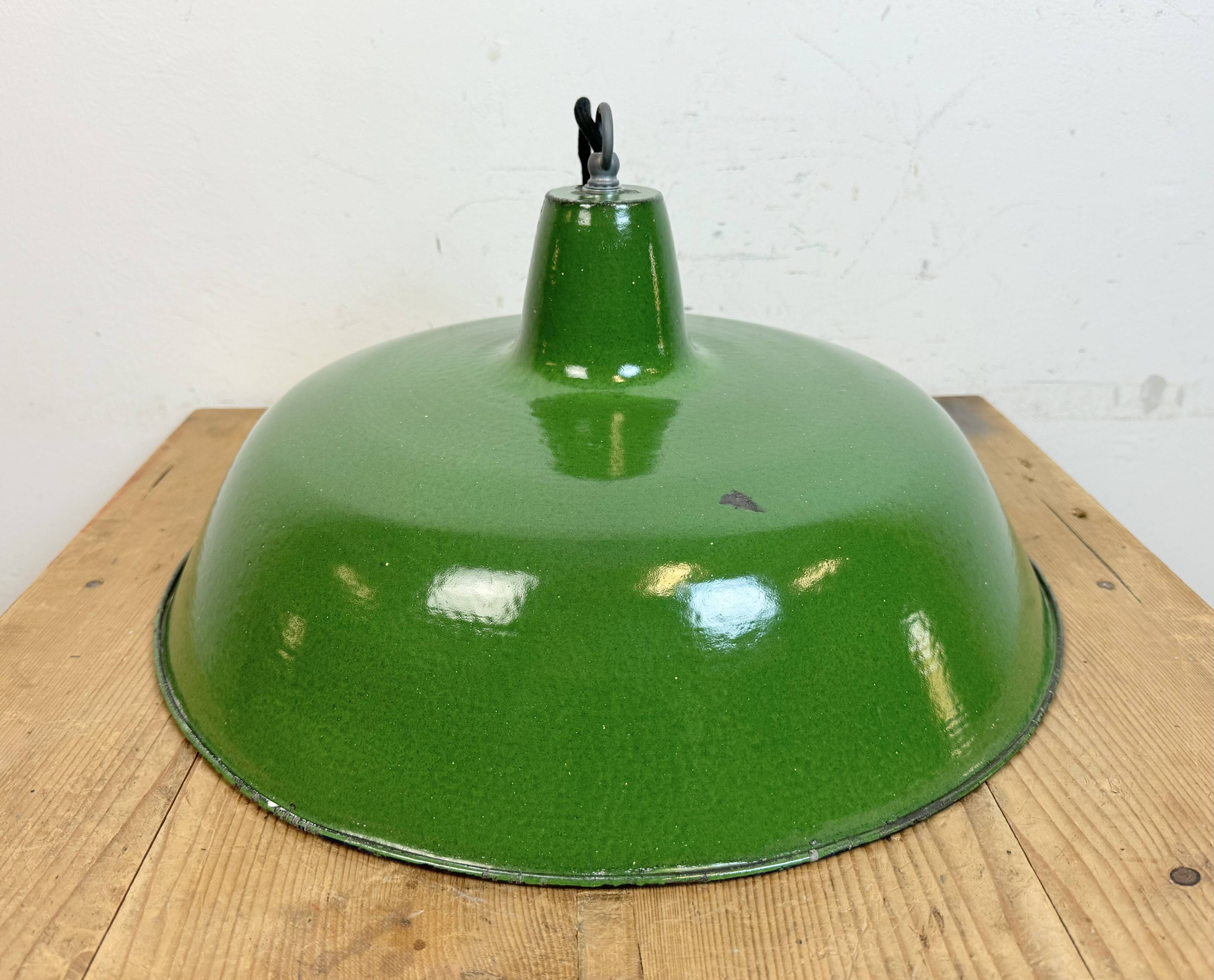 Industrial Green Enamel Factory Pendant Lamp, 1960s