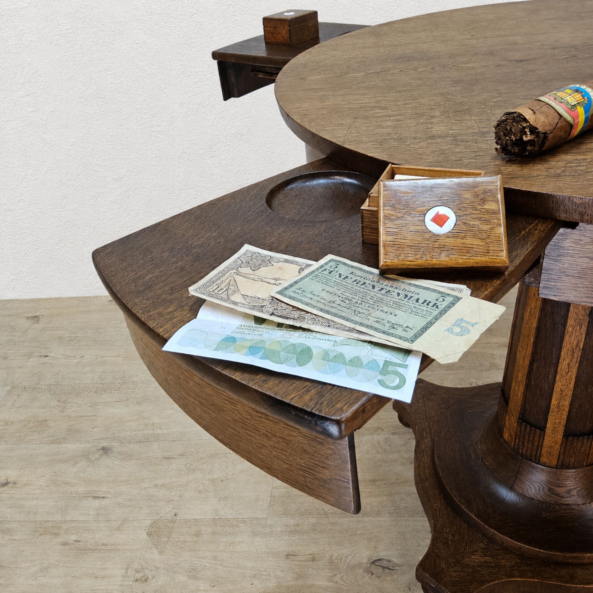 Antique oak Art Deco games table / card table
