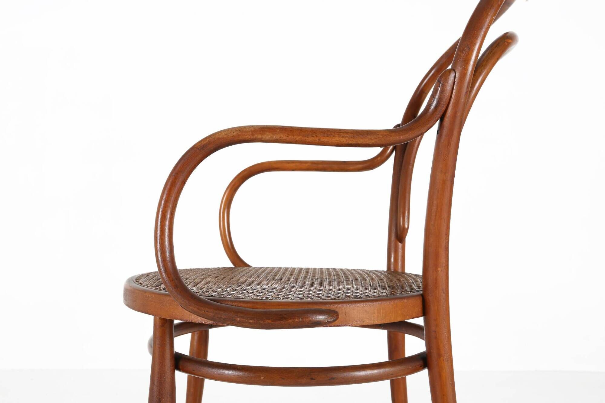 Vintage armchair in bentwood with canework, France ca. 1950