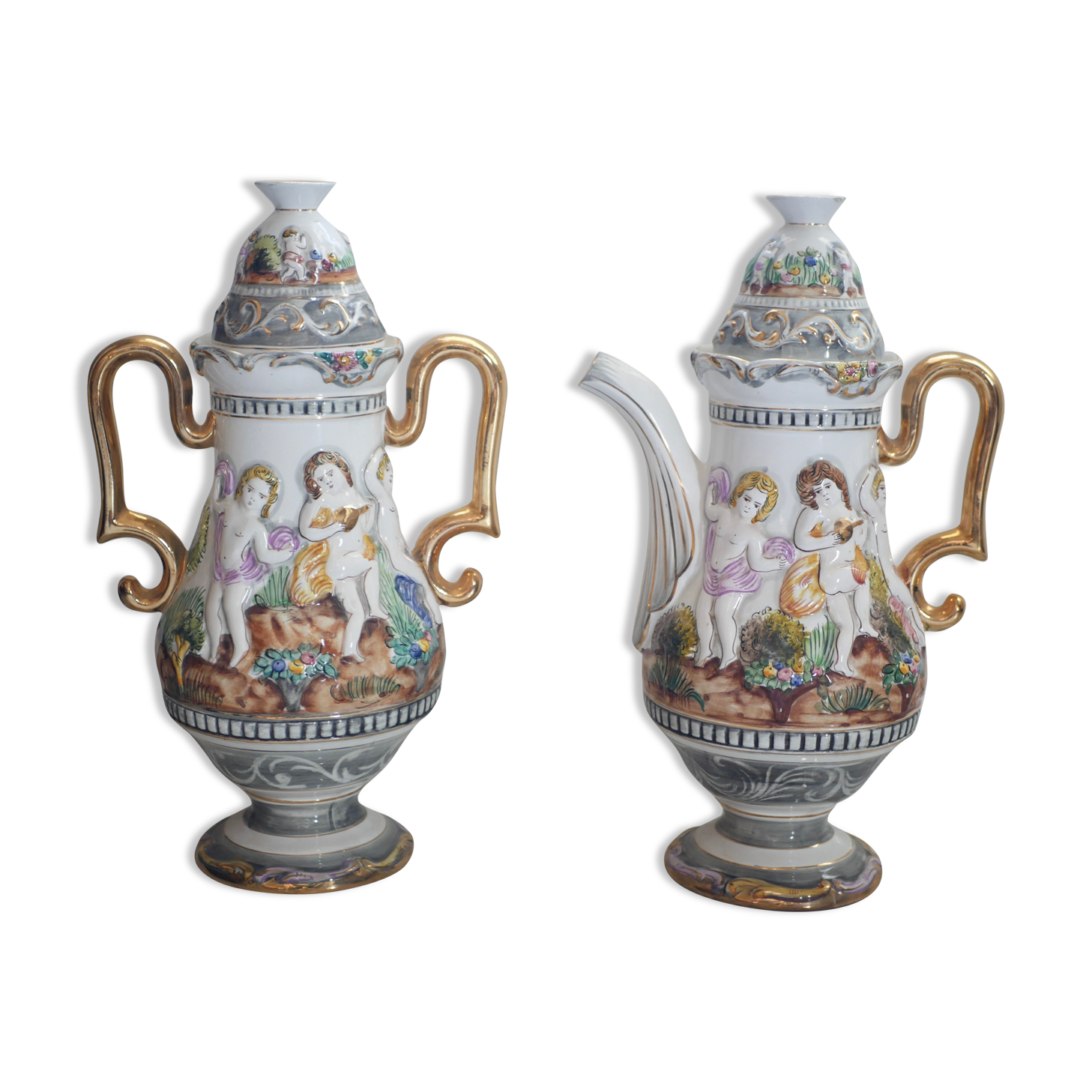 Coffee and sugar maker in Portuguese porcelain Alcobaca