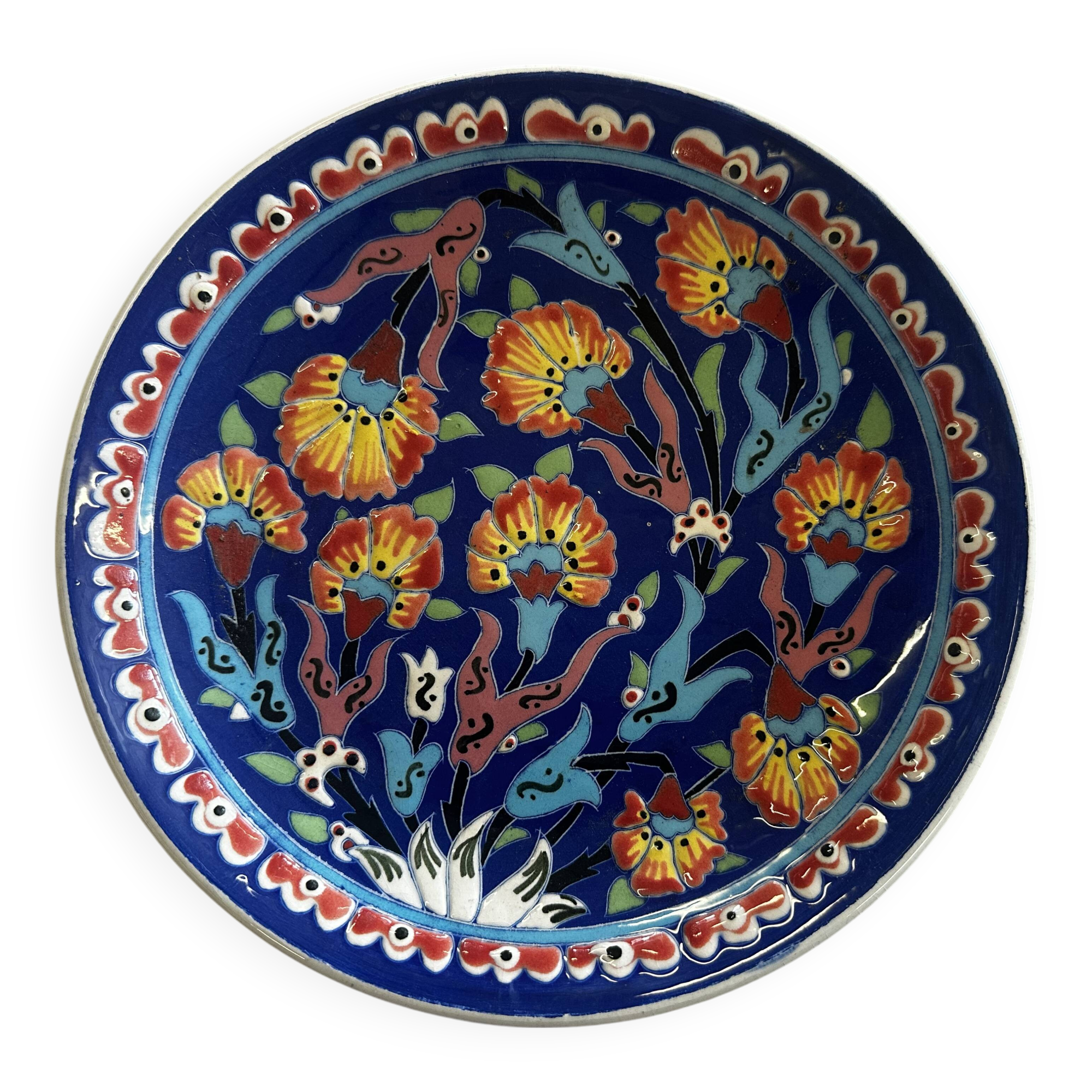 Kuthaya Decorative Plate Turkish Ceramic Handmade Diameter 23 cm