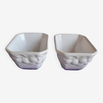 2 White ceramic terrines