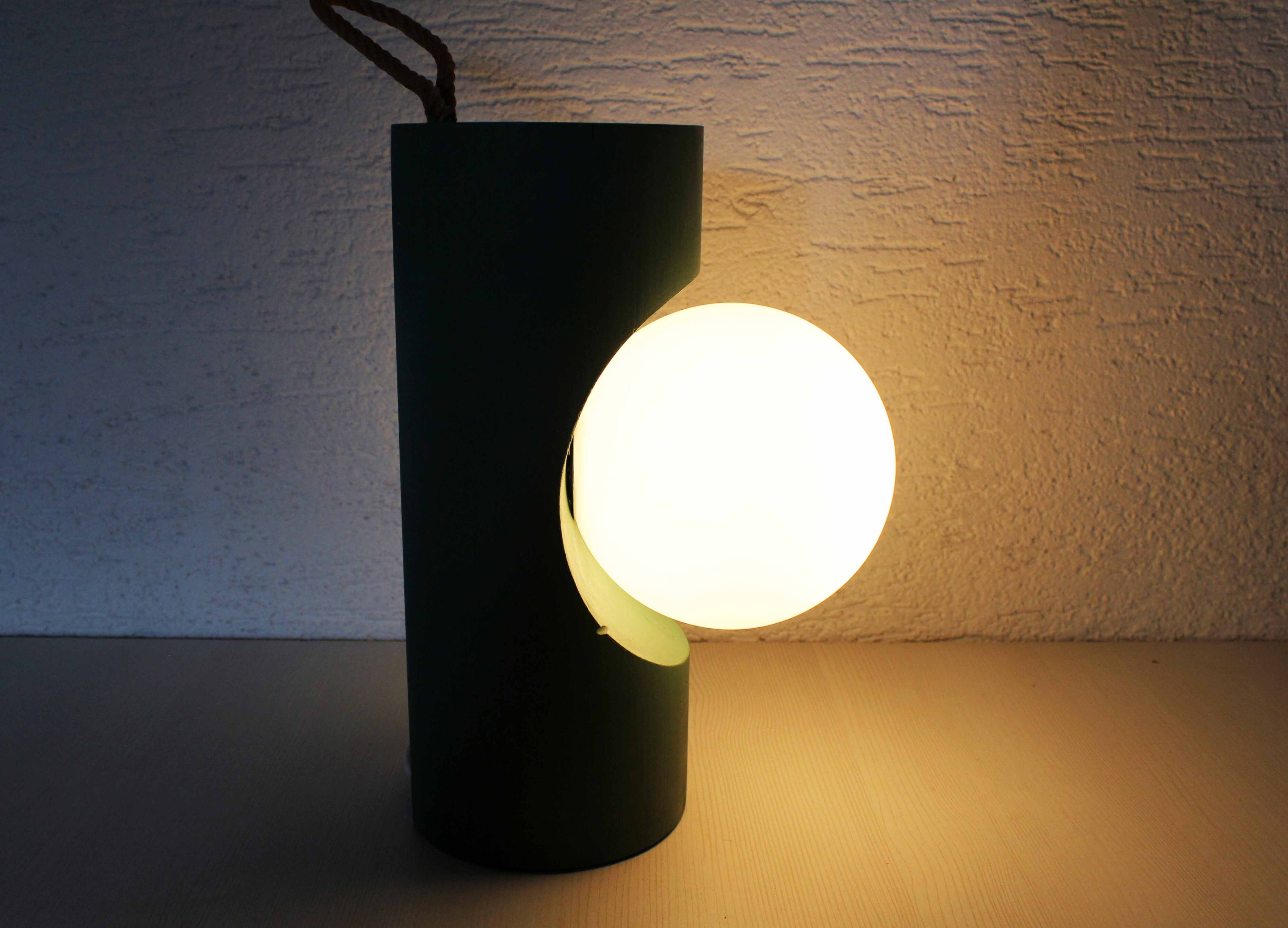 Table or hanging lamp, wood and glass, 1970